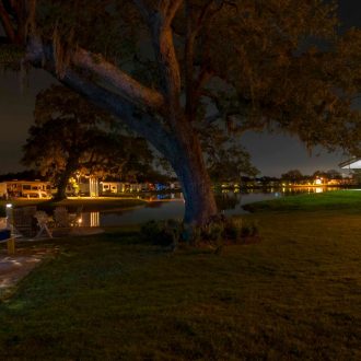 Brazoria Lakes RV Resort lake view at night