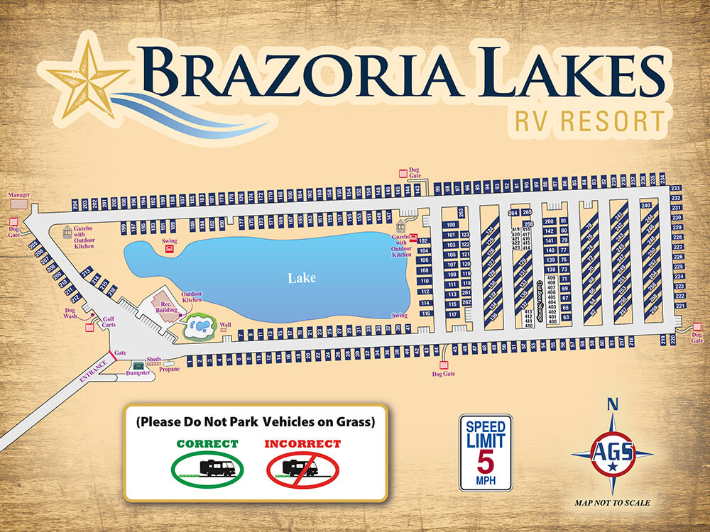 Brazoria Lakes RV Resort Park Map