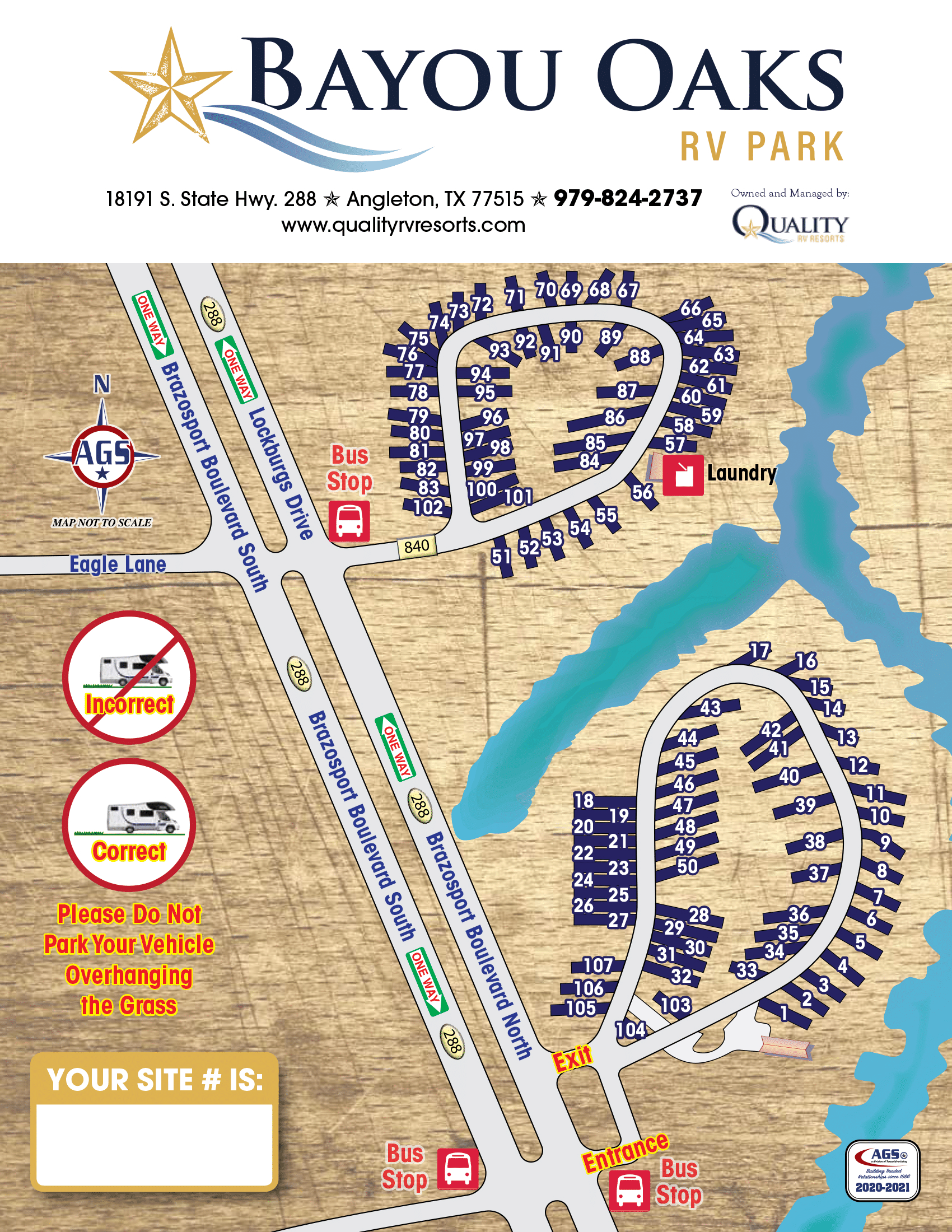 Bayou Oaks RV Park Park Map