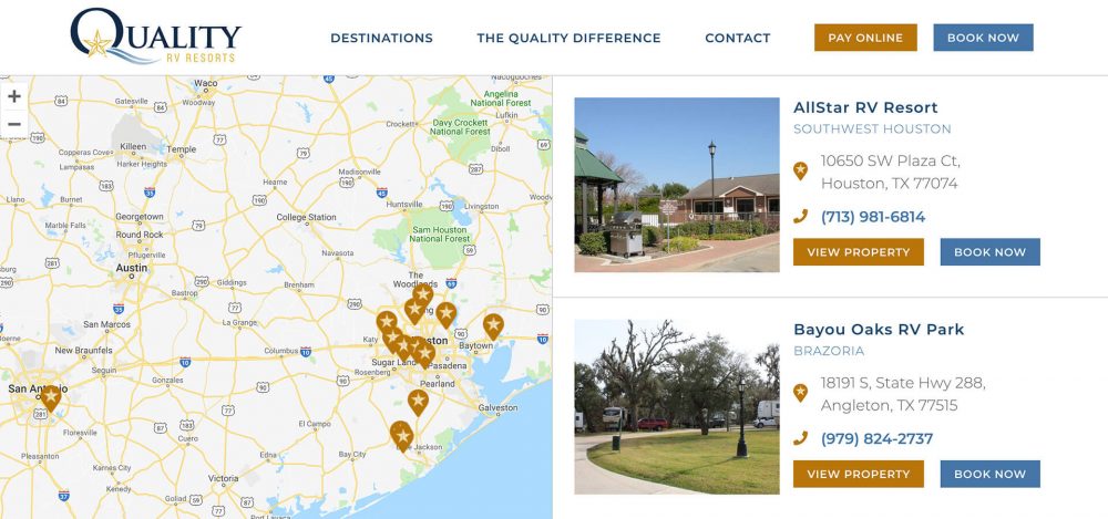 Quality RV Resorts - real time bookings